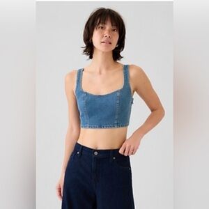 Gap Cropped Denim Jean Medium Wash BRAMI Top Size 2 Petite NWT